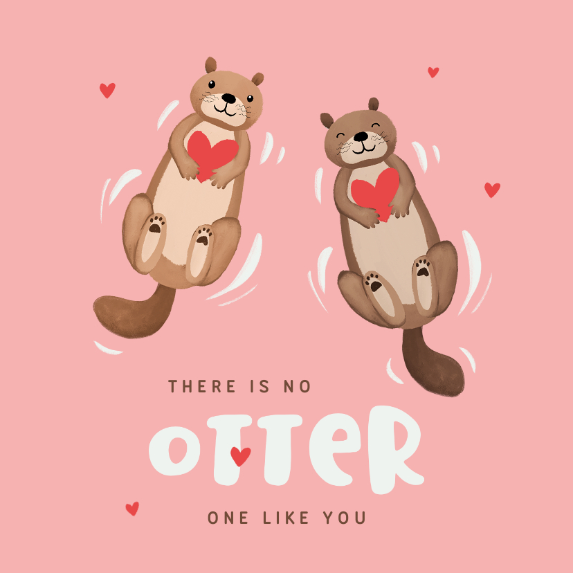 Liefde kaarten - Liefdekaart otters hartjes liefde vriendschap