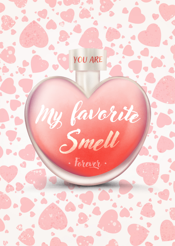 Liefde kaarten - Liefdekaart parfumfles you're my favorite smell in hartvorm