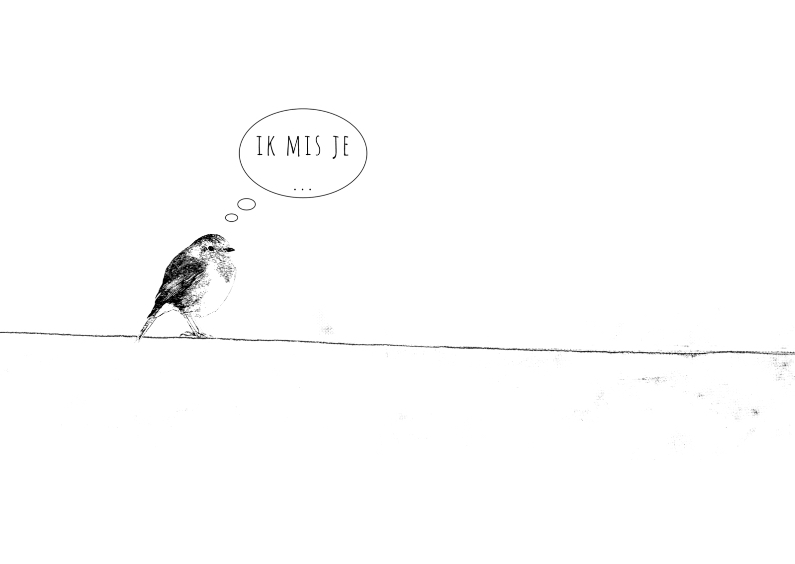 Liefdekaart Vogeltje Mist Je - Liefde kaarten Liefde kaarten - Liefdekaart Vogeltje Mist Je