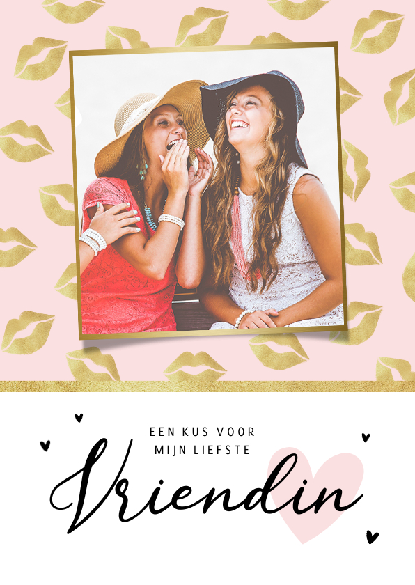 Liefde kaarten - Liefdekaart vriendschap vriendin kusjes hartjes foto