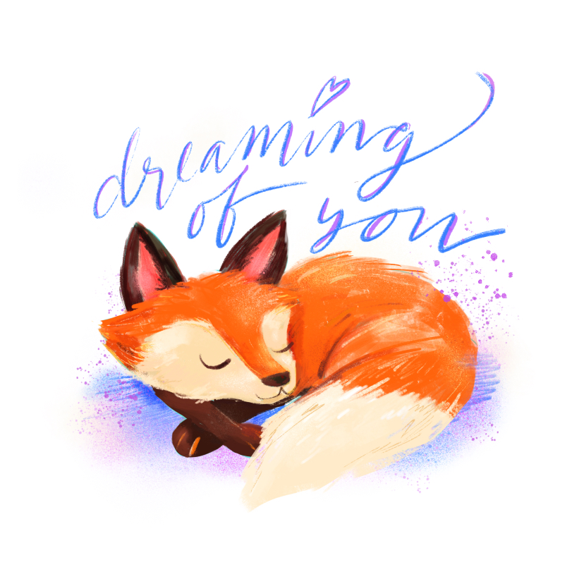 Liefdeskaart dreaming of you vos - Liefde kaarten Liefde kaarten - Liefdeskaart dreaming of you vos