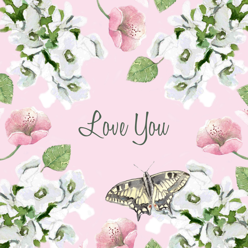 Liefde kaarten - Liefdeskaart Romantische bloemen