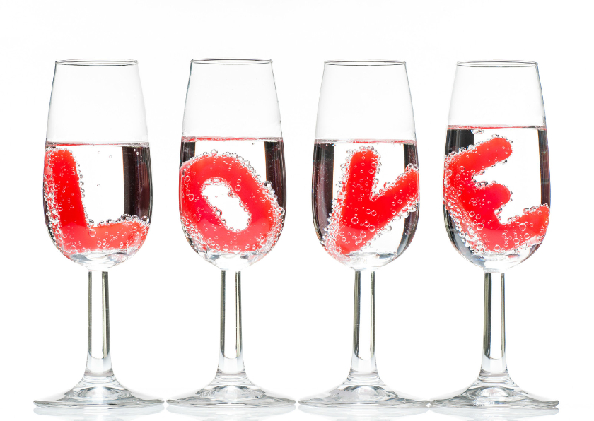 LOVE in champagne glas - Liefde kaarten Liefde kaarten - LOVE in champagne glas