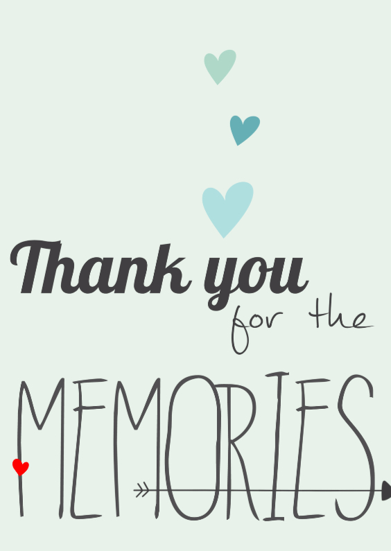 Thank you for the memories - Liefde kaarten Liefde kaarten - Thank you for the memories