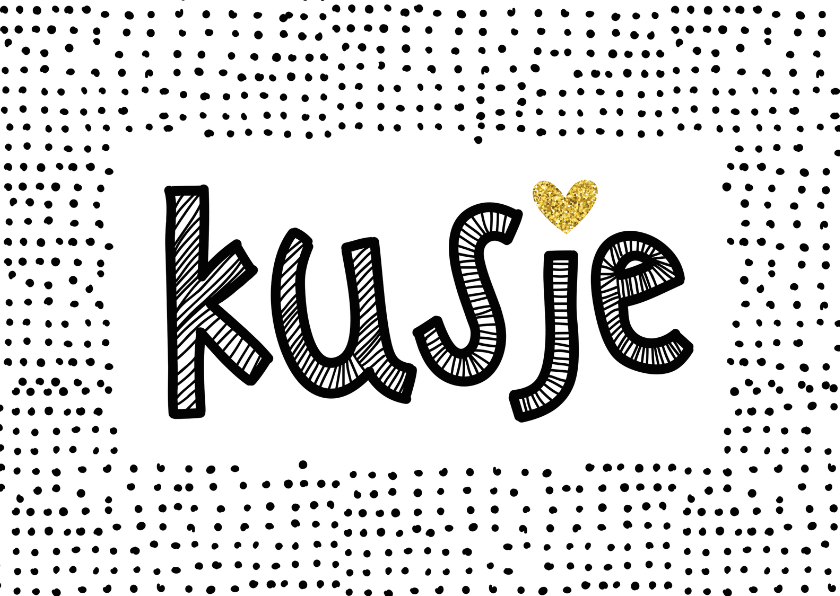 Liefde kaarten - Valentijnskaart kus gouden hartje