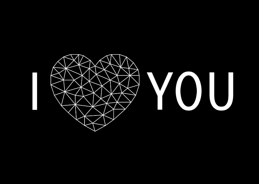 Valentijnskaart voor man met hart van low poly lijnen - Liefde kaarten Liefde kaarten - Valentijnskaart voor man met hart van low poly lijnen