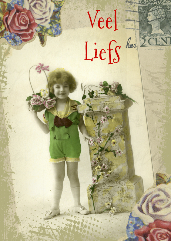 Veel liefs vintage postcard - Liefde kaarten Liefde kaarten - Veel liefs vintage postcard