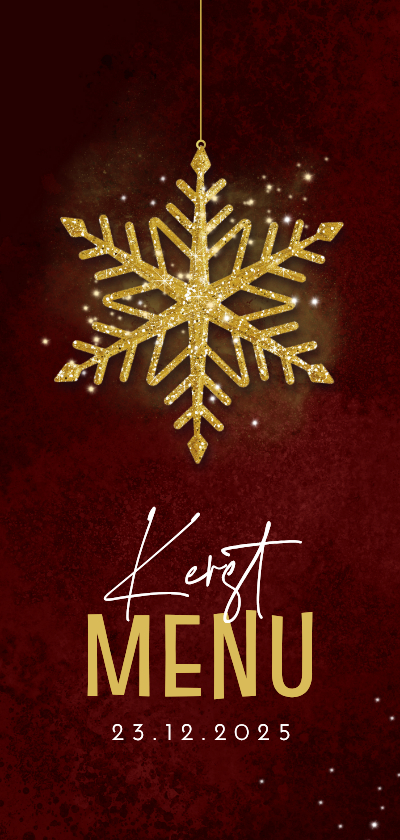 Kerstlunch menukaart sterren goud rode achtergrond - Menukaarten Menukaarten - Kerstlunch menukaart sterren goud rode achtergrond