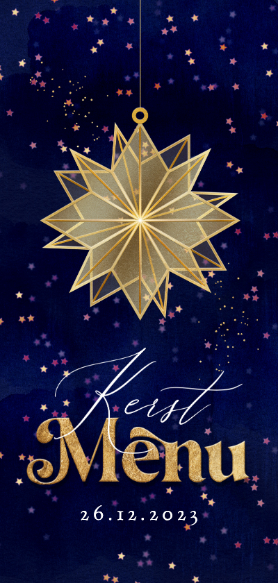 Klassieke menukaart kerst kerstster goud confetti - Menukaarten Menukaarten - Klassieke menukaart kerst kerstster goud confetti