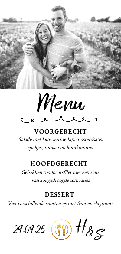 Menukaarten - Menukaart - diner met eigen foto