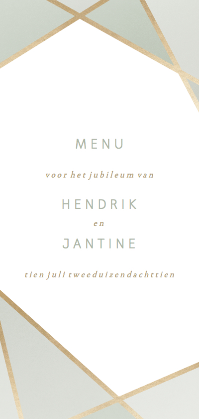 Menukaart geometrisch patroon groen - Menukaarten Menukaarten - Menukaart geometrisch patroon groen