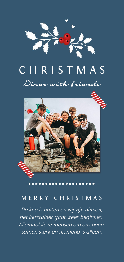 Menukaart kerstdiner vrienden familie met foto - Menukaarten Menukaarten - Menukaart kerstdiner vrienden familie met foto