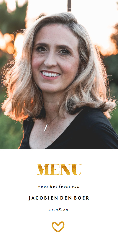 Menukaart met foto en gouden accenten langwerpig - Menukaarten Menukaarten - Menukaart met foto en gouden accenten langwerpig