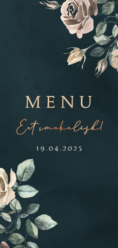 Menukaart met klassieke bloemen - Menukaarten Menukaarten - Menukaart met klassieke bloemen