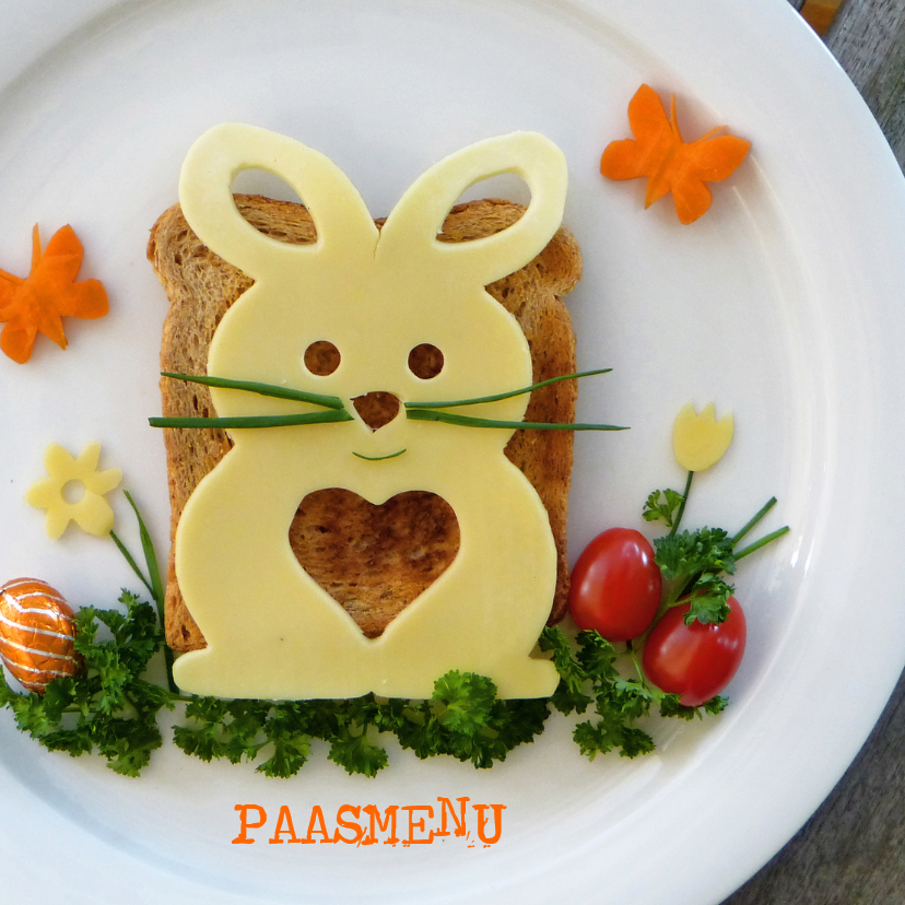 Menukaart Pasen - versierd brunch bord - Menukaarten Menukaarten - Menukaart Pasen - versierd brunch bord