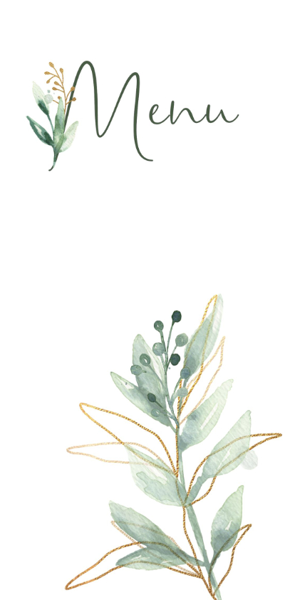 Menukaarten - Menukaart watercolor leaf