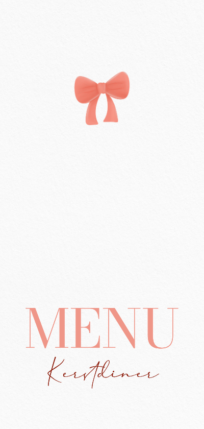 Menukaartje kerst met lief rood strikje - Menukaarten Menukaarten - Menukaartje kerst met lief rood strikje