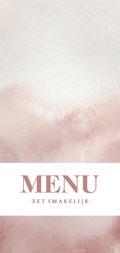 Stijlvolle waterverf menukaarten met klassiek tekst in roze - Menukaarten Menukaarten - Stijlvolle waterverf menukaarten met klassiek tekst in roze