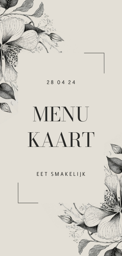 Menukaarten - Stjilvolle menukaart met vintage bloemen