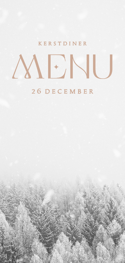 Menukaarten - Winterse menukaart voor kerst foto besneeuwd bos