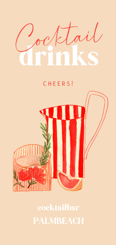 Menukaarten - Zomerse menukaart cocktail drinks glas illustratie