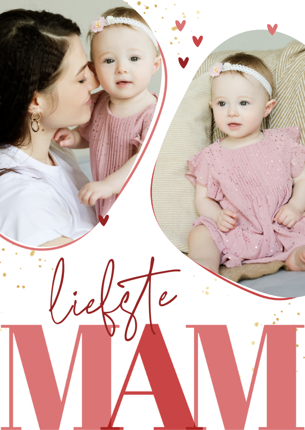 Moederdag kaarten - Abstracte moederdagkaart met foto's goud en hartjes