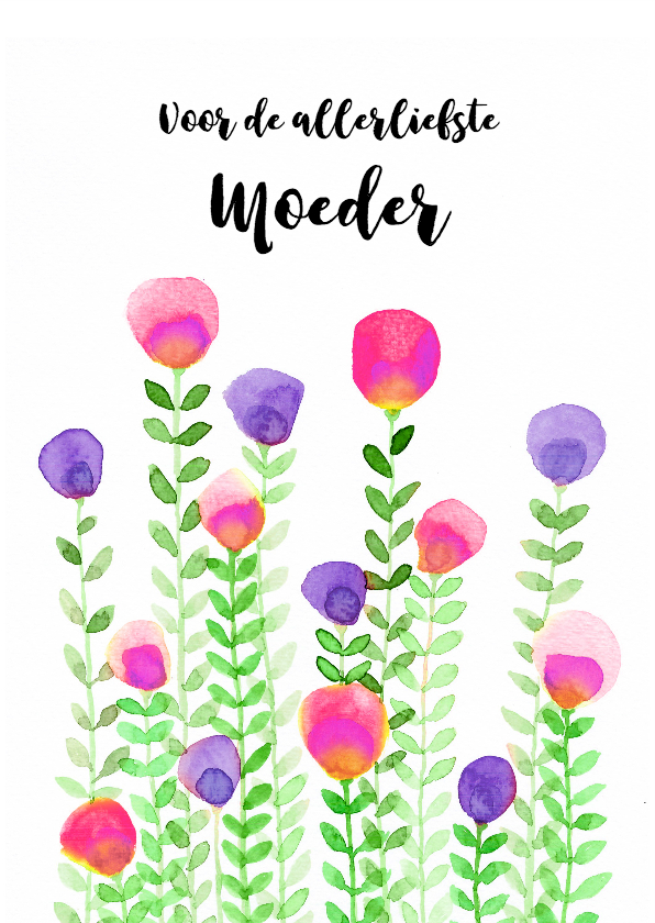 Aquarel bloemetjes voor moederdag - Moederdag kaarten Moederdag kaarten - Aquarel bloemetjes voor moederdag