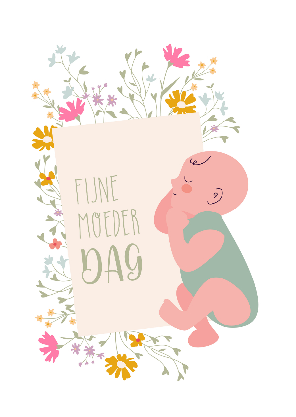 Fijne Moederdagkaart met slapende baby - Moederdag kaarten Moederdag kaarten - Fijne Moederdagkaart met slapende baby