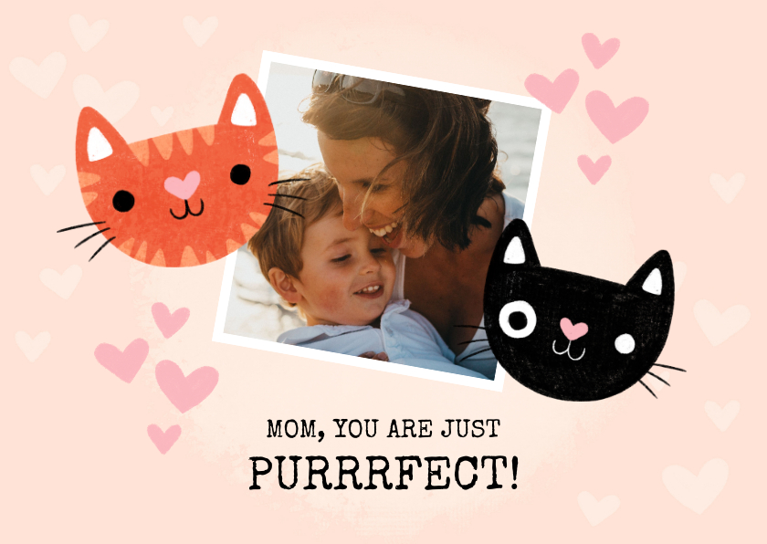 Moederdag kaarten - Grappige moederdag kaart katten mom you are just purrrfect!