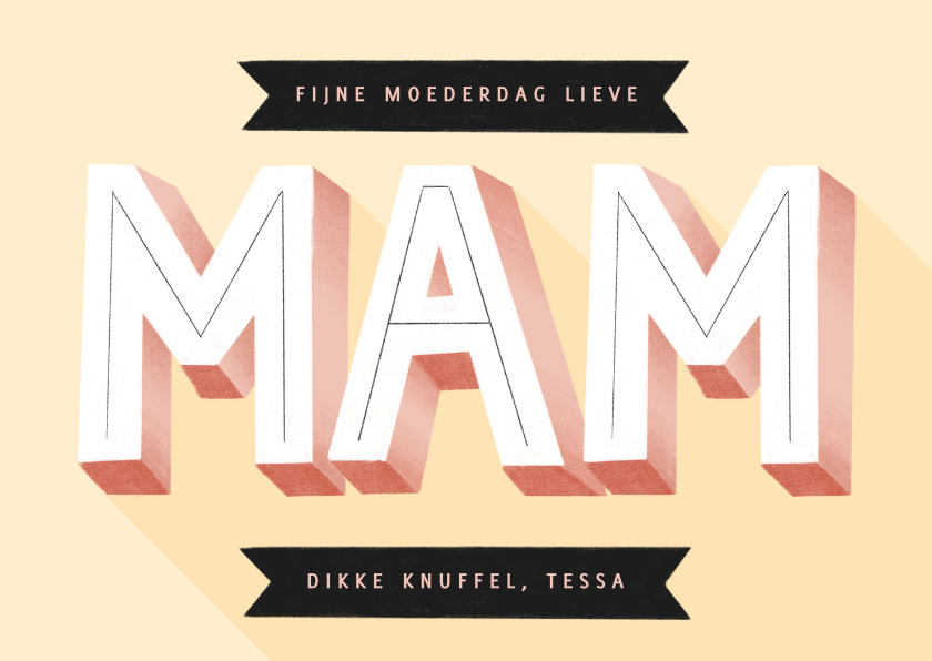Moederdag kaarten - Hippe moederdag kaart typografie mam en banners