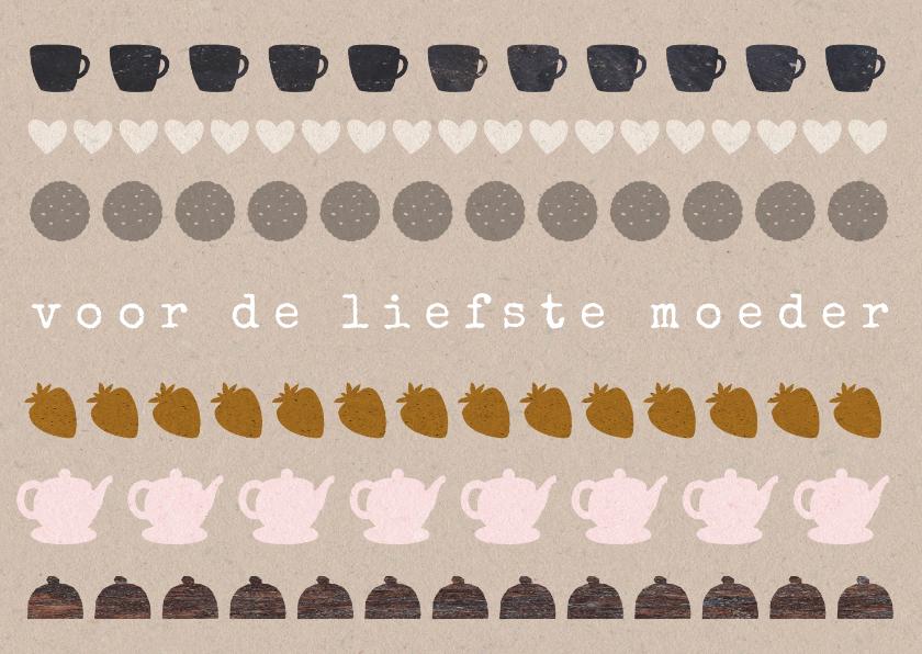 Hippe moederdagkaart craftpapier high tea - Moederdag kaarten Moederdag kaarten - Hippe moederdagkaart craftpapier high tea