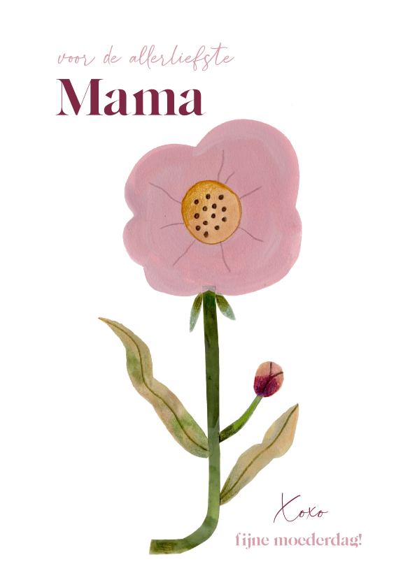 Moederdag kaarten - Hippe moederdagkaart roze bloem liefste mama