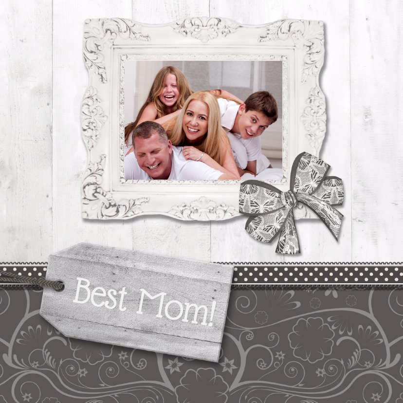 Hout met Label Best Mom! - BK - Moederdag kaarten Moederdag kaarten - Hout met Label Best Mom! - BK