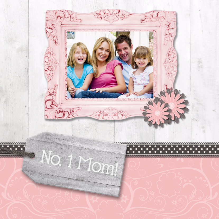 Hout met Label No. 1 Mom! - BK - Moederdag kaarten Moederdag kaarten - Hout met Label No. 1 Mom! - BK