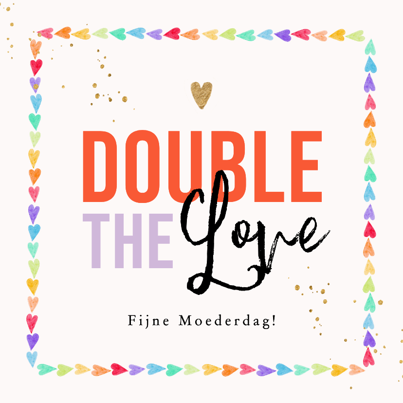 Moederdag kaarten - Liedevolle moederdagkaart mama's hartjes regenboog goud