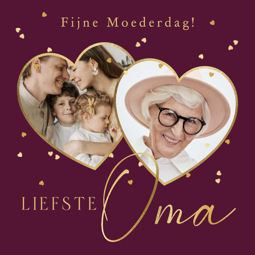 Moederdag kaarten - Liefdevolle moederdagkaart liefste oma hartjesconfetti foto