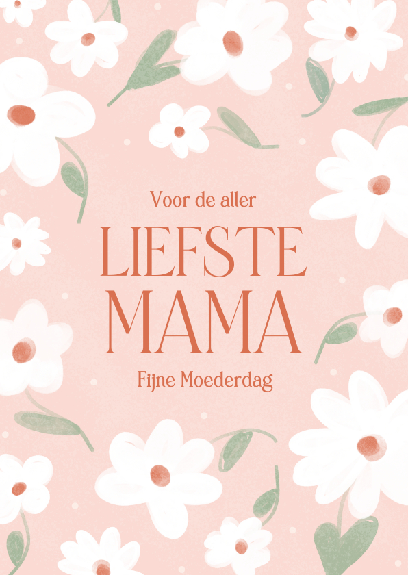 Moederdag kaarten - Lieve roze moederdagkaart met witte bloemetjes