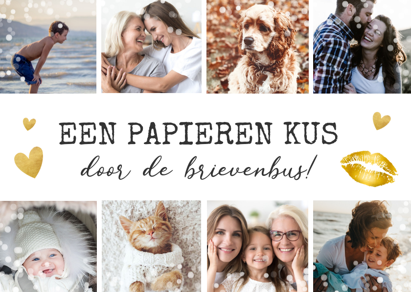 Moederdag fotocollage kaart met 8 foto's - kus in brievenbus - Moederdag kaarten Moederdag kaarten - Moederdag fotocollage kaart met 8 foto's - kus in brievenbus