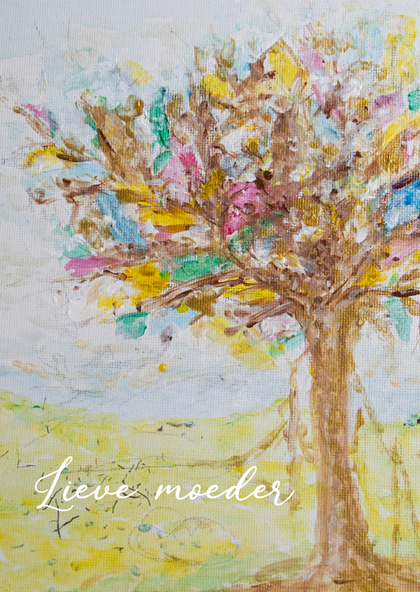 Moederdag kaart met kleurrijke boom - Moederdag kaarten Moederdag kaarten - Moederdag kaart met kleurrijke boom