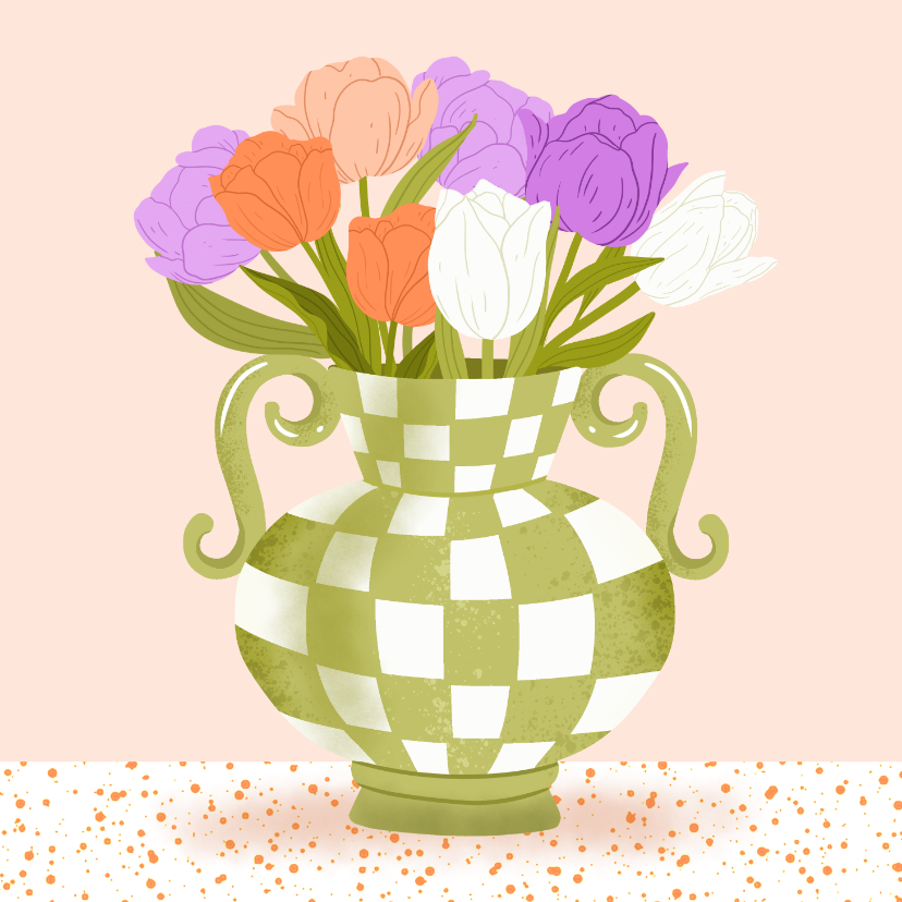 Moederdag kaarten - Moederdag kaart met tulpen in vaas