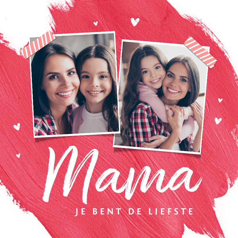 Moederdag kaart verf met hartjes en eigen foto - Moederdag kaarten Moederdag kaarten - Moederdag kaart verf met hartjes en eigen foto