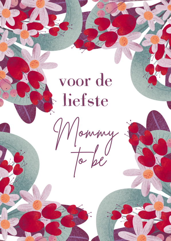 Moederdag kaarten - Moederdag kaart voor mommy to be met bloemen