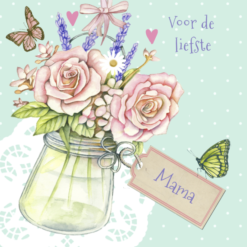 moederdag met vaasje rozen - Moederdag kaarten Moederdag kaarten - moederdag met vaasje rozen