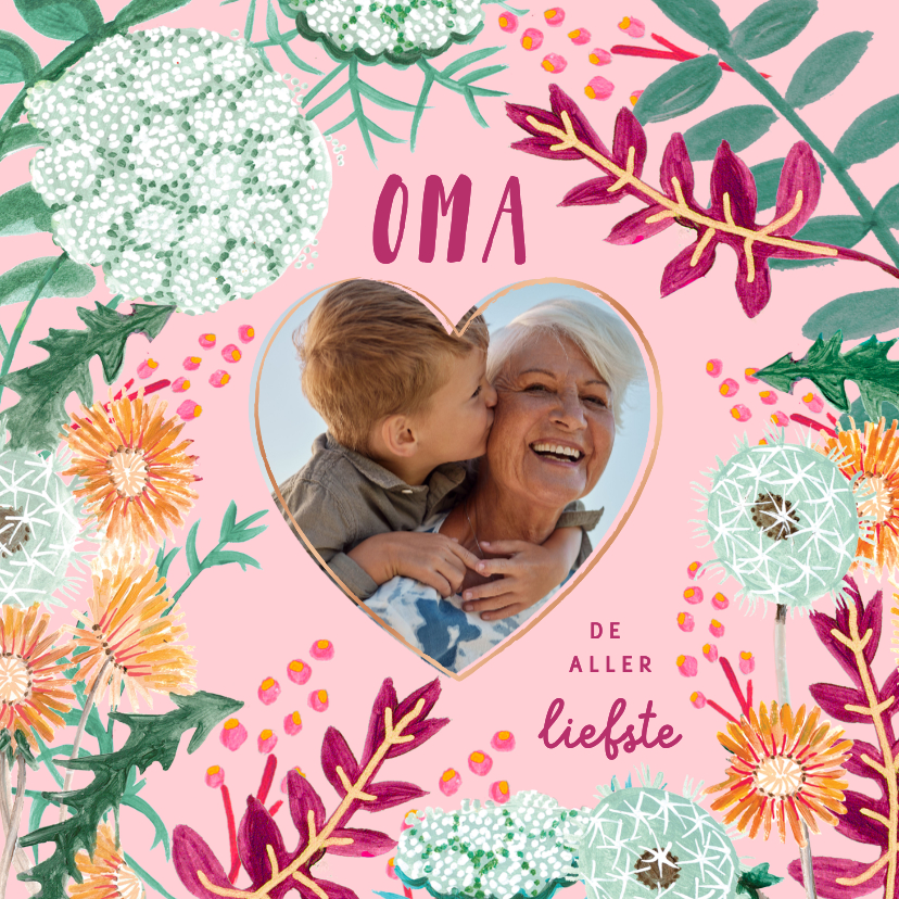 Moederdag kaarten - Moederdag oma paardenbloemen rand