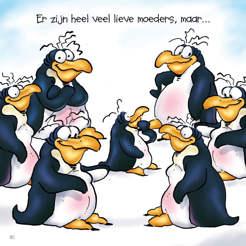 Moederdag penguins 3 groep - RN - Moederdag kaarten Moederdag kaarten - Moederdag penguins 3 groep - RN