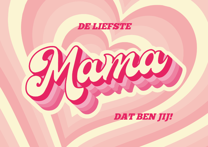 Moederdag kaarten - Moederdag retro 'Mama' roze met hart op achtergrond