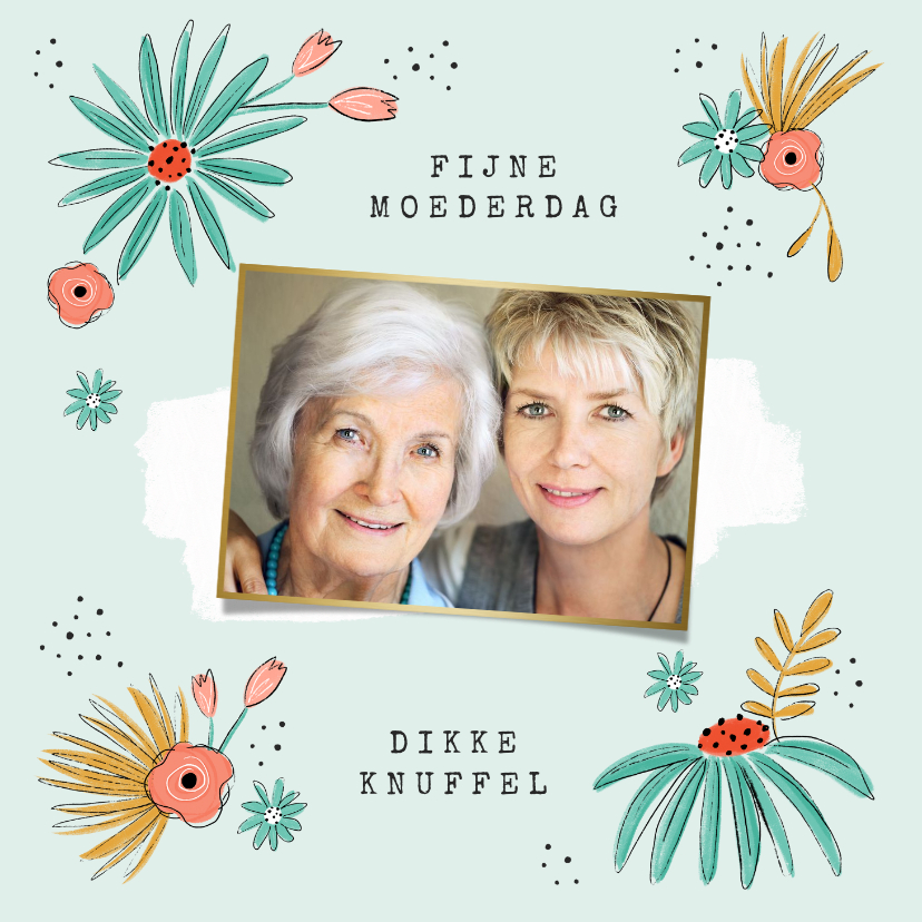 Moederdag kaarten - Moederdagkaart bloemen foto verf groen