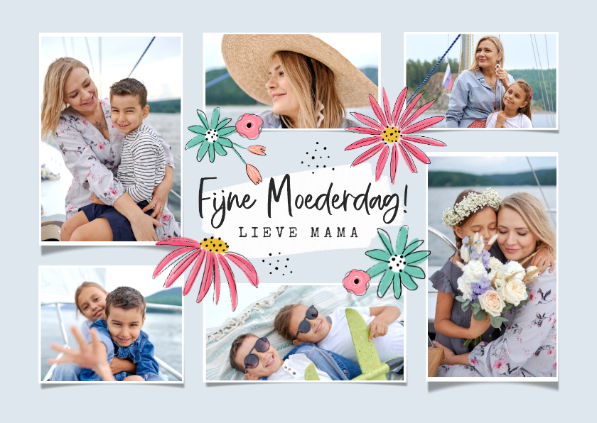 Moederdag kaarten - Moederdagkaart bloemen fotocollage fijne moederdag
