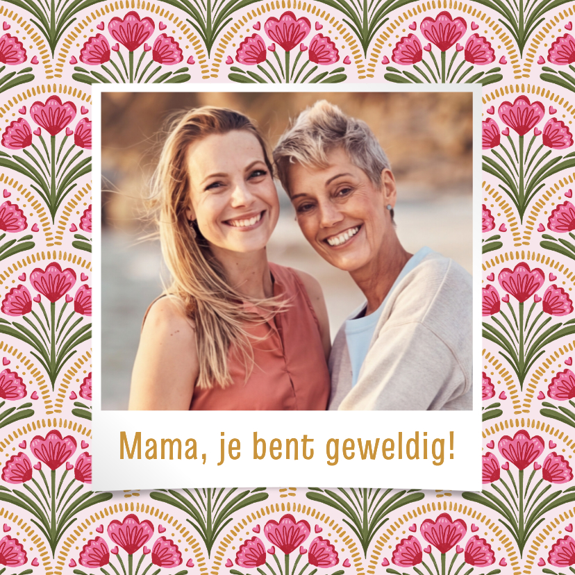 Moederdag kaarten - Moederdagkaart bloemen schubben patroon foto