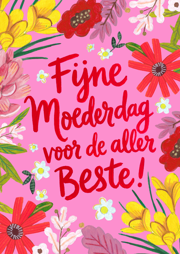 Moederdag kaarten - Moederdagkaart bloemen tekst voor de aller beste mama
